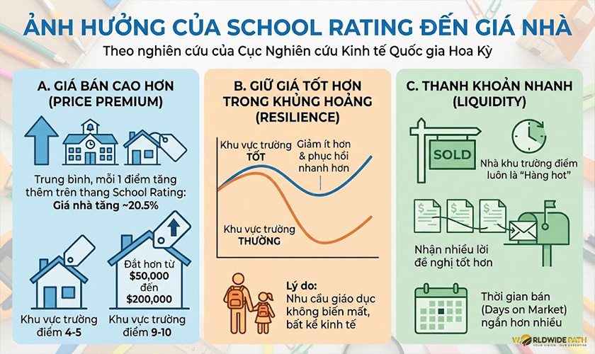 School Rating ảnh hưởng đến giá nhà cụ thể ra sao?